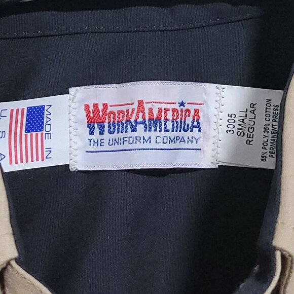 Work America Uniform Shirt Mens Small Button Front Long Sleeve Beige New - Picture 4 of 5